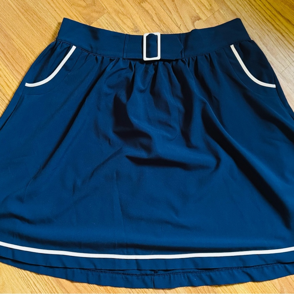 Mod Cloth Retro Pinup Skirt, Navy and White 2x
